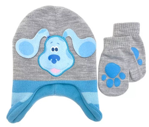Blue's Clues Winter Hat and Mittens Set, Gray and Blue
