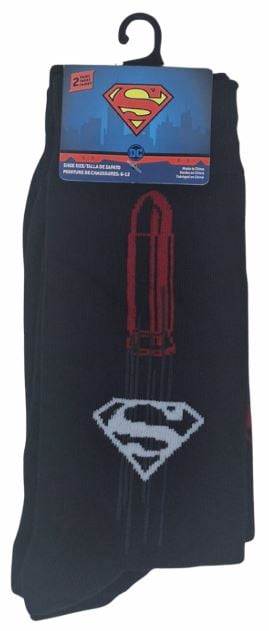DC Superman Men's Crew Socks with Superman Logo, 2-Pair Pack