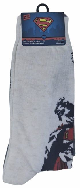 DC Superman Men's Crew Socks with Superman Character Design, 2-Pair Pack