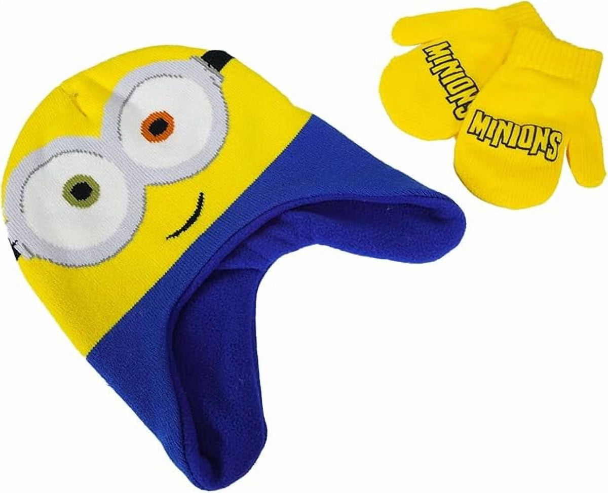 Despicable Me Minions Hat and Mittens Set with Knit Beanie