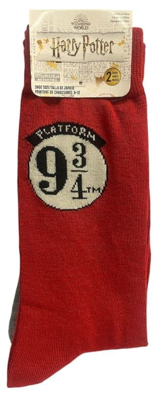 Harry Potter Platform 9 3/4 Crew Socks, 2-Pair Pack, Shoe Size 6-12