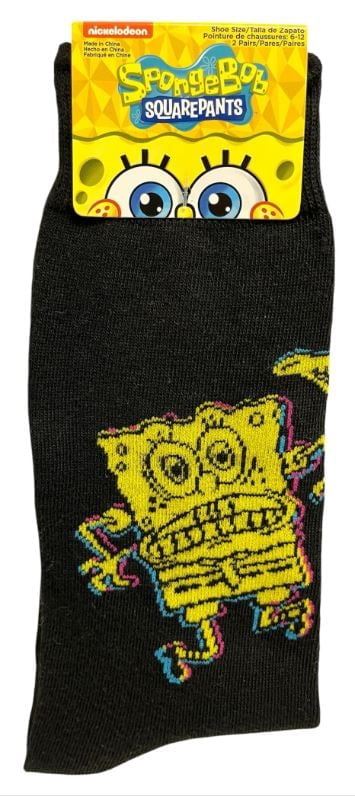 Nickelodeon SpongeBob SquarePants Crew Socks, 2-Pair Pack, Shoe Size 6-12