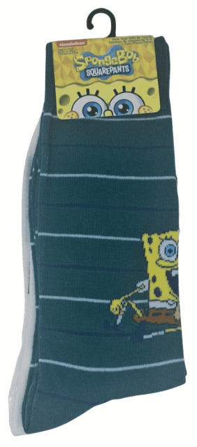 Nickelodeon SpongeBob SquarePants Striped Crew Socks, 2-Pair Pack