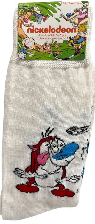 Nickelodeon The Ren & Stimpy Show Ren and Stimpy Crew Socks, 2-Pair Pack
