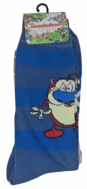 Nickelodeon The Ren & Stimpy Show Stimpy Crew Socks, 2-Pair Pack